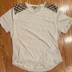 Burberry White V-Neck T-Shirt